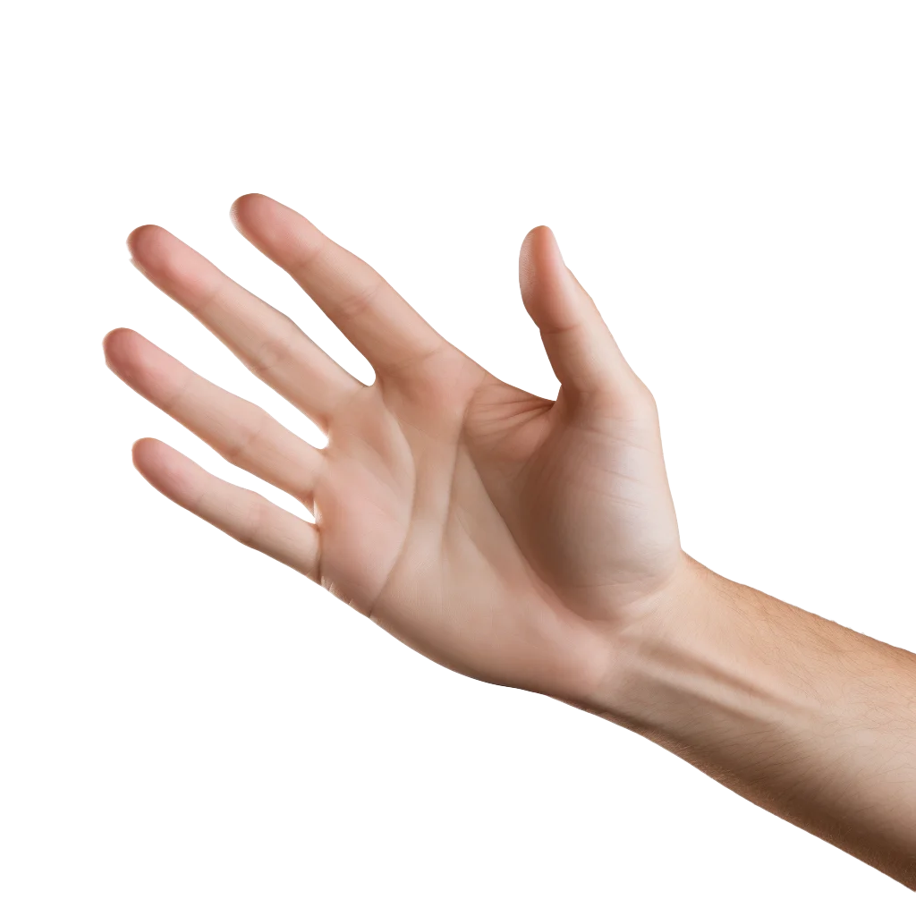 Open Male Hand Palm Facing Left Gesture Free PNG