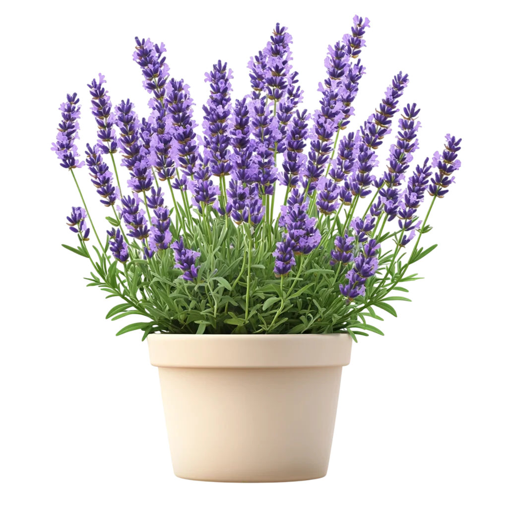 Blooming Lavender Herb Plant in Small Ceramic Pot Free PNG