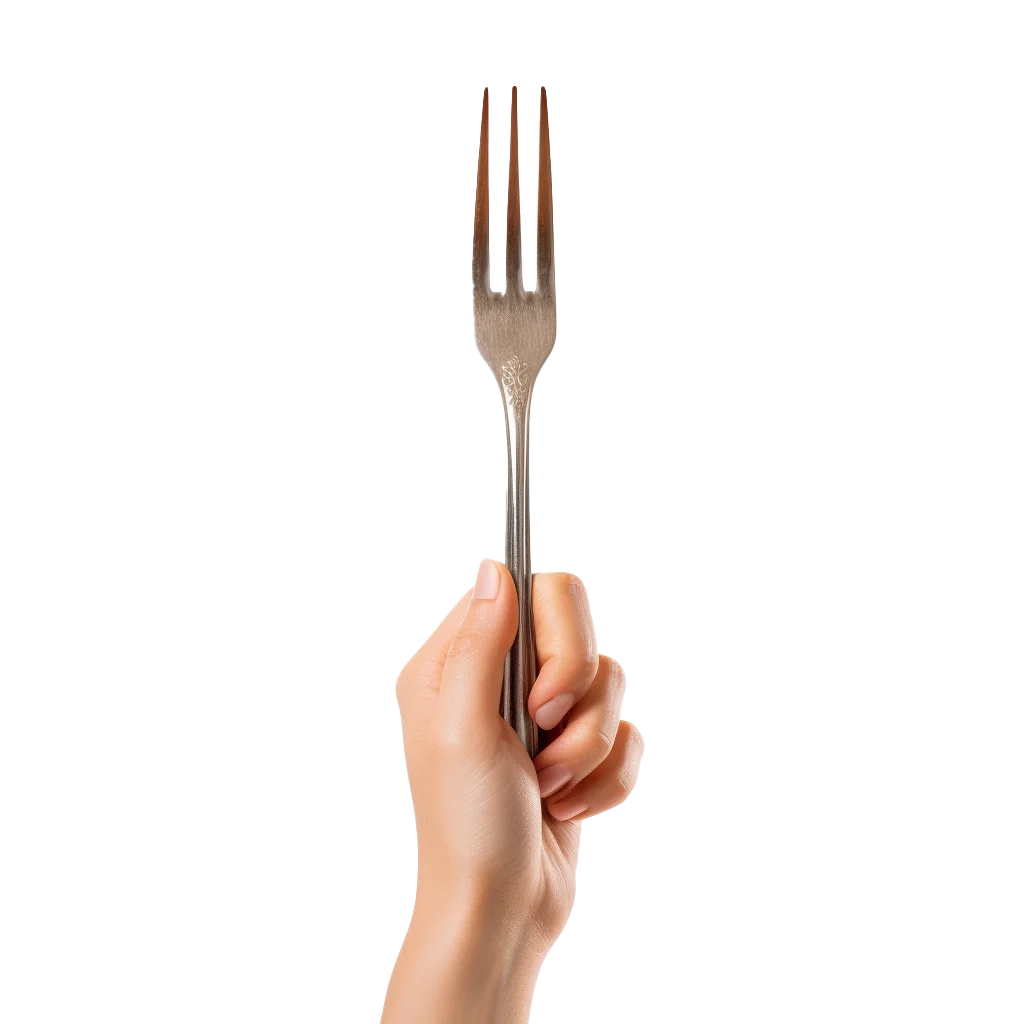 Hand Holding Silver Dessert Fork Cutlery Free PNG