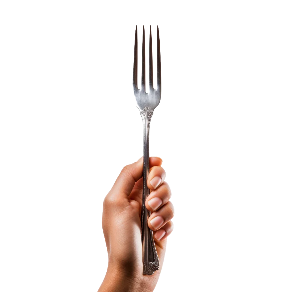 Hand Holding Stainless Steel Dinner Fork Free PNG