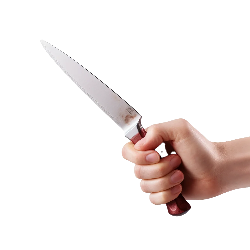 Hand Holding Pointed Kitchen Chef Knife Free PNG