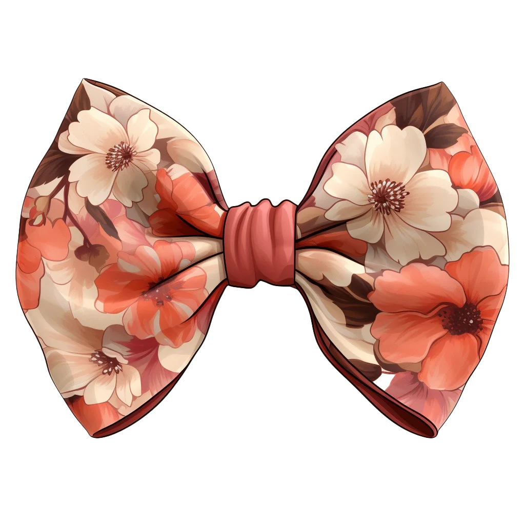 Peach Floral Bow Tie Neckwear Clipart Free PNG