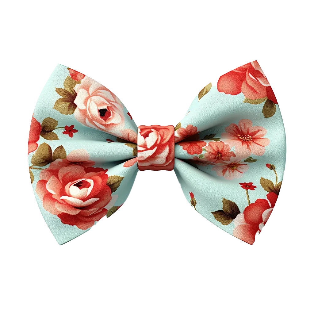 Light Blue Floral Bow Tie Accessory Free PNG