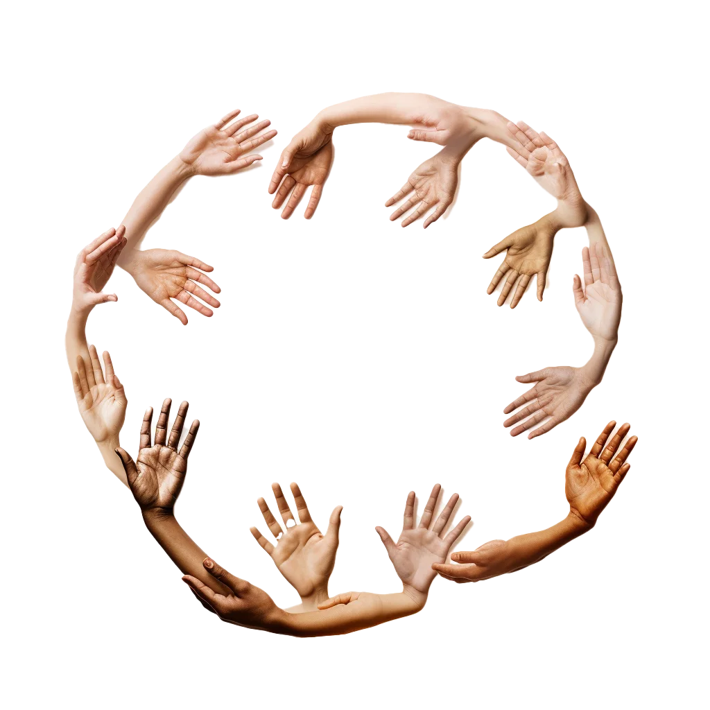 Circle of Diverse Hands Unity Partnership Free PNG