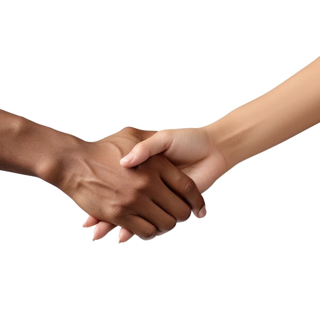Diverse Hands Shaking in Friendship and Unity Free PNG