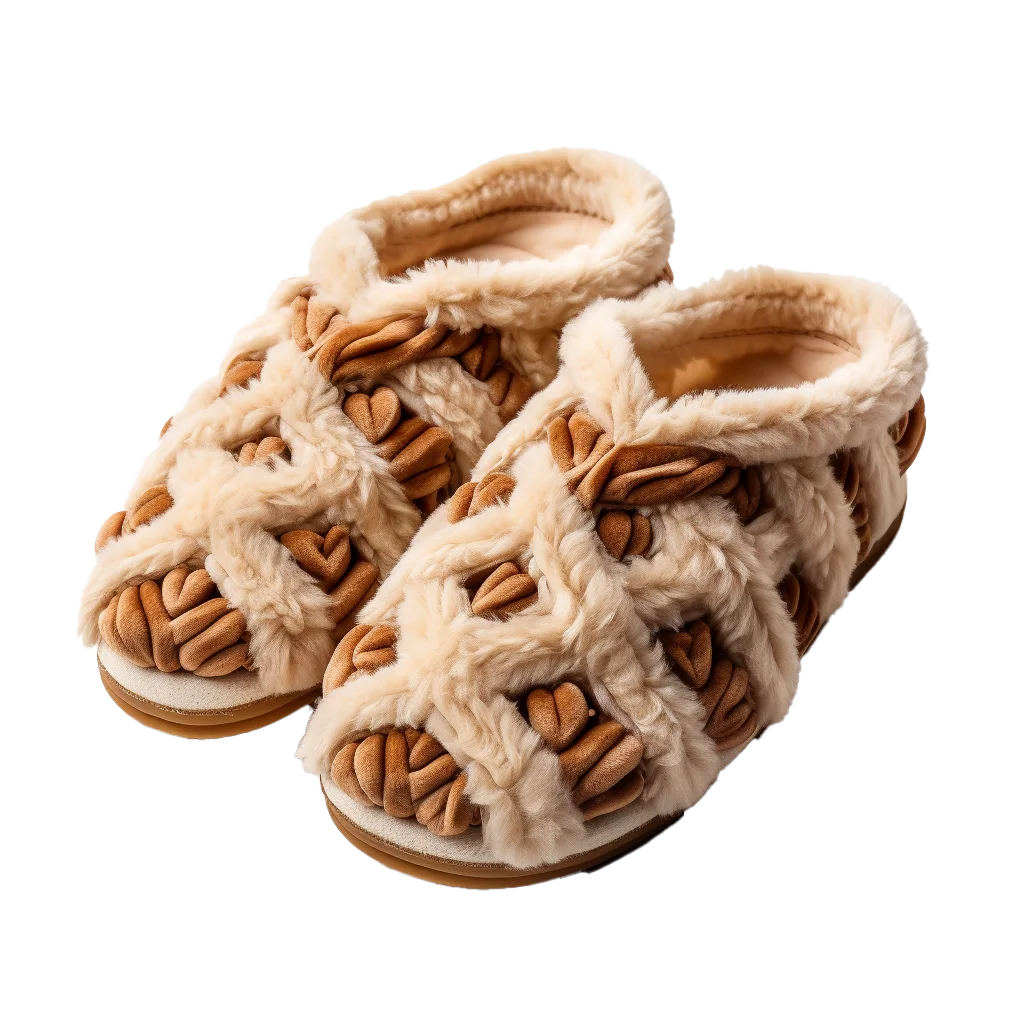 Cozy Fleece Slippers Soft Indoor Winter Shoes Free PNG