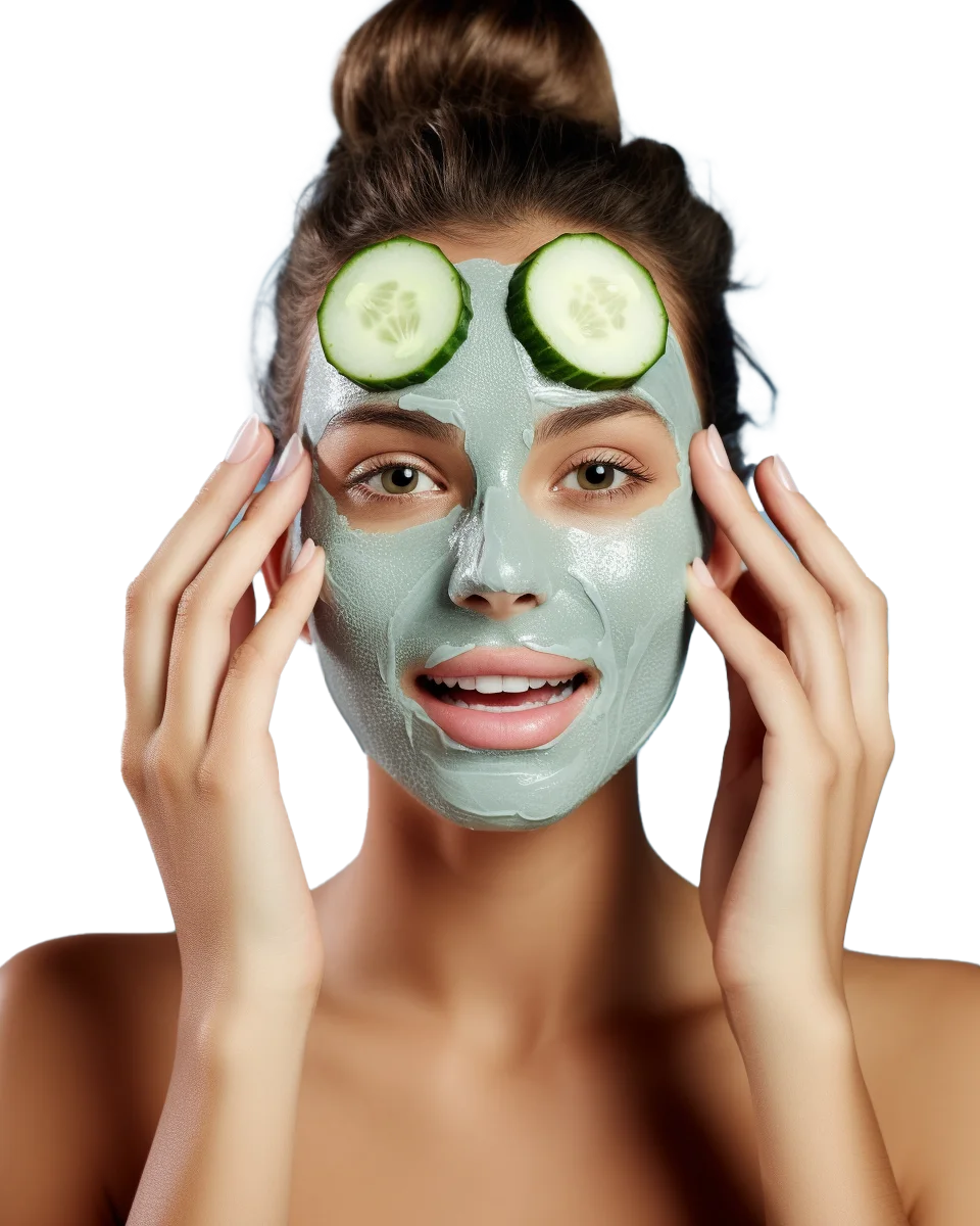 Woman Applying Purifying Clay Face Mask Skincare Free PNG