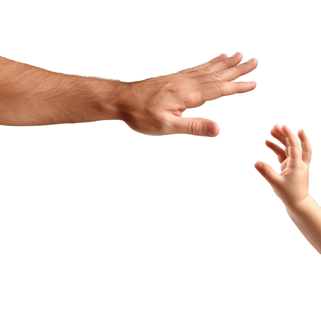 Adult Hand Guiding and Reaching for Child Hand Free PNG