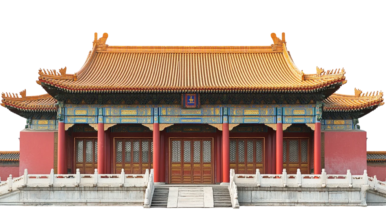 Traditional Chinese Temple Building Facade Cutout Free PNG