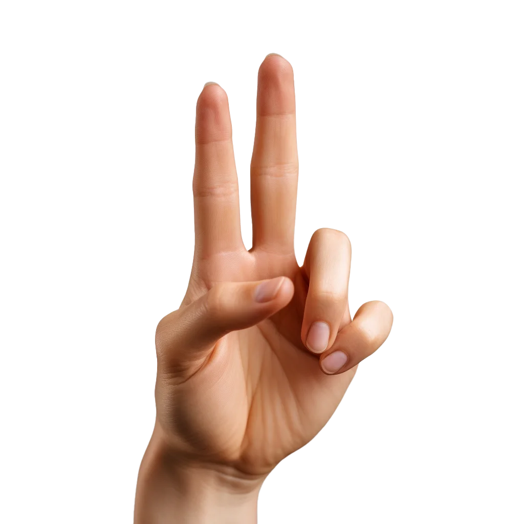 Hand Counting Two Fingers Upward Gesture Sign Free PNG