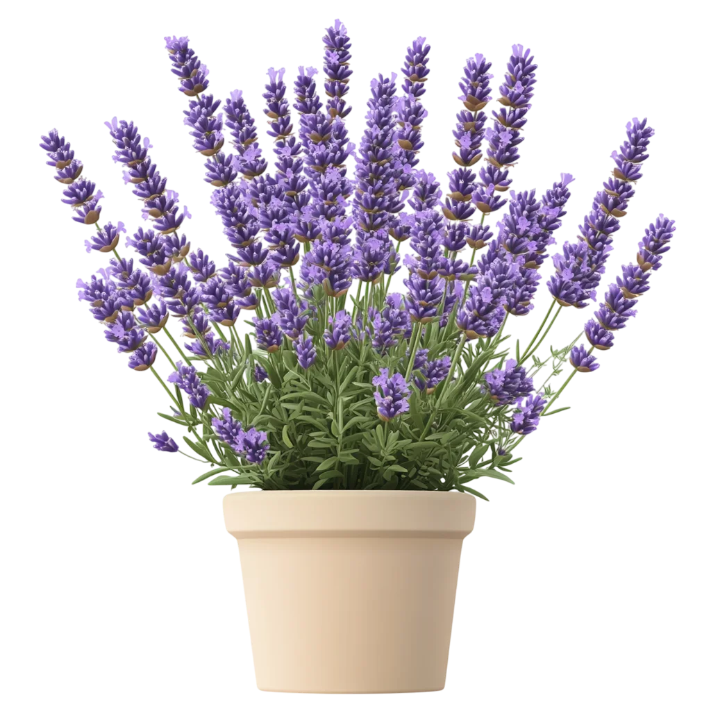 Purple Lavender Potted Herb Plant in Terracotta Pot Free PNG