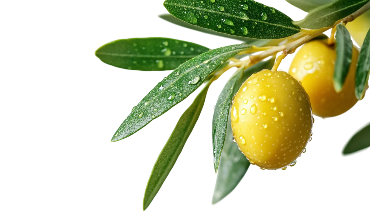 Single Yellow Lemon Olive Fruit with Leaf Free PNG