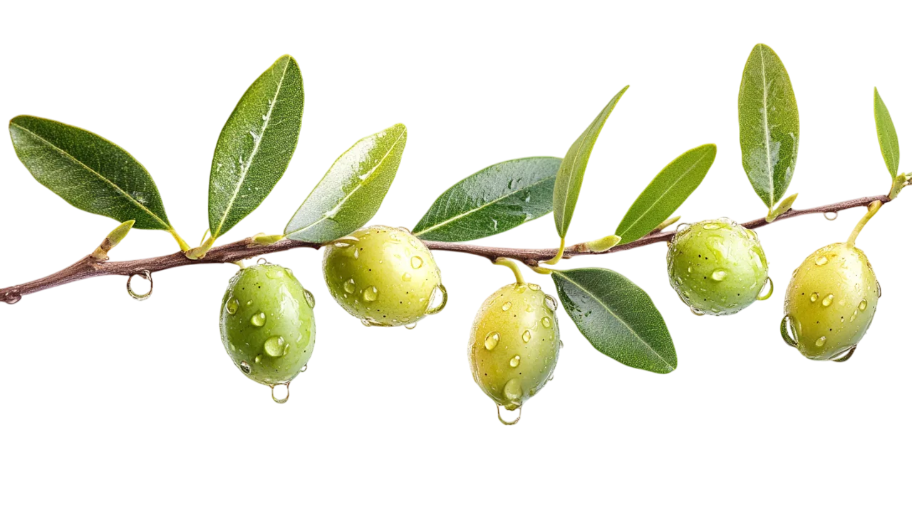 Green Olives on Tree Branch with Leaves Free PNG