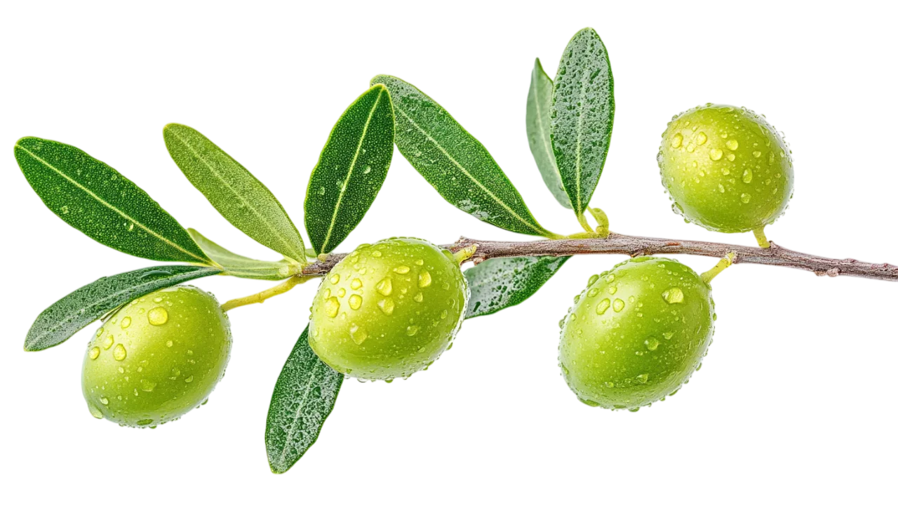 Green Olives Branch with Fresh Leaves Free PNG