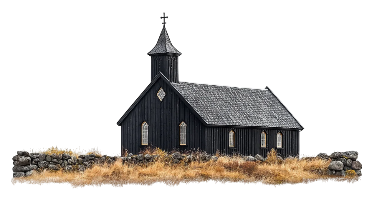Historic Black Stave Church Building Free PNG