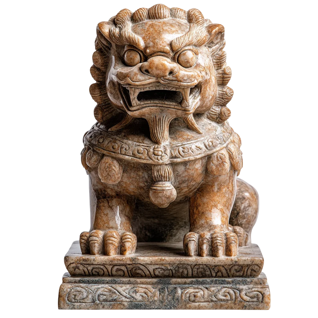 Antique Chinese Carved Stone Foo Dog Statue Free PNG