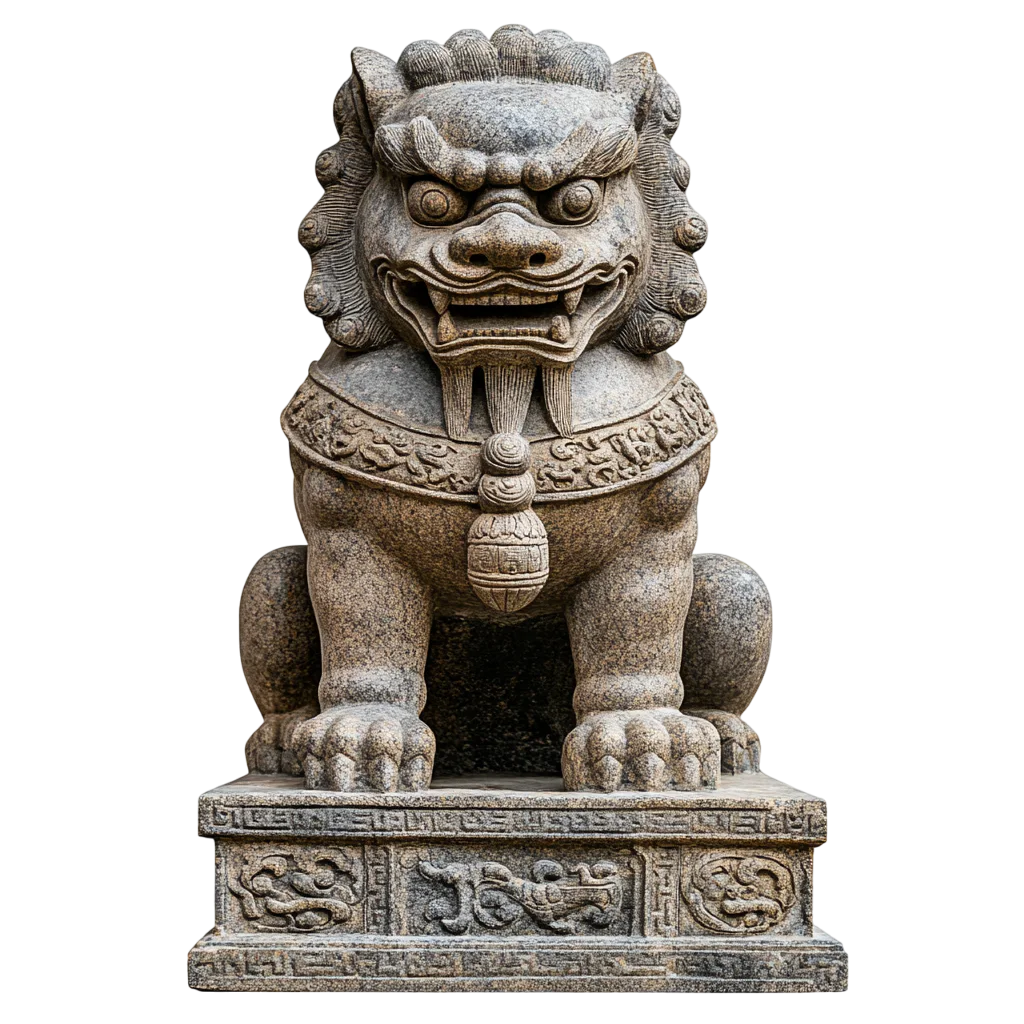 Traditional Chinese Guardian Foo Dog Stone Statue Free PNG