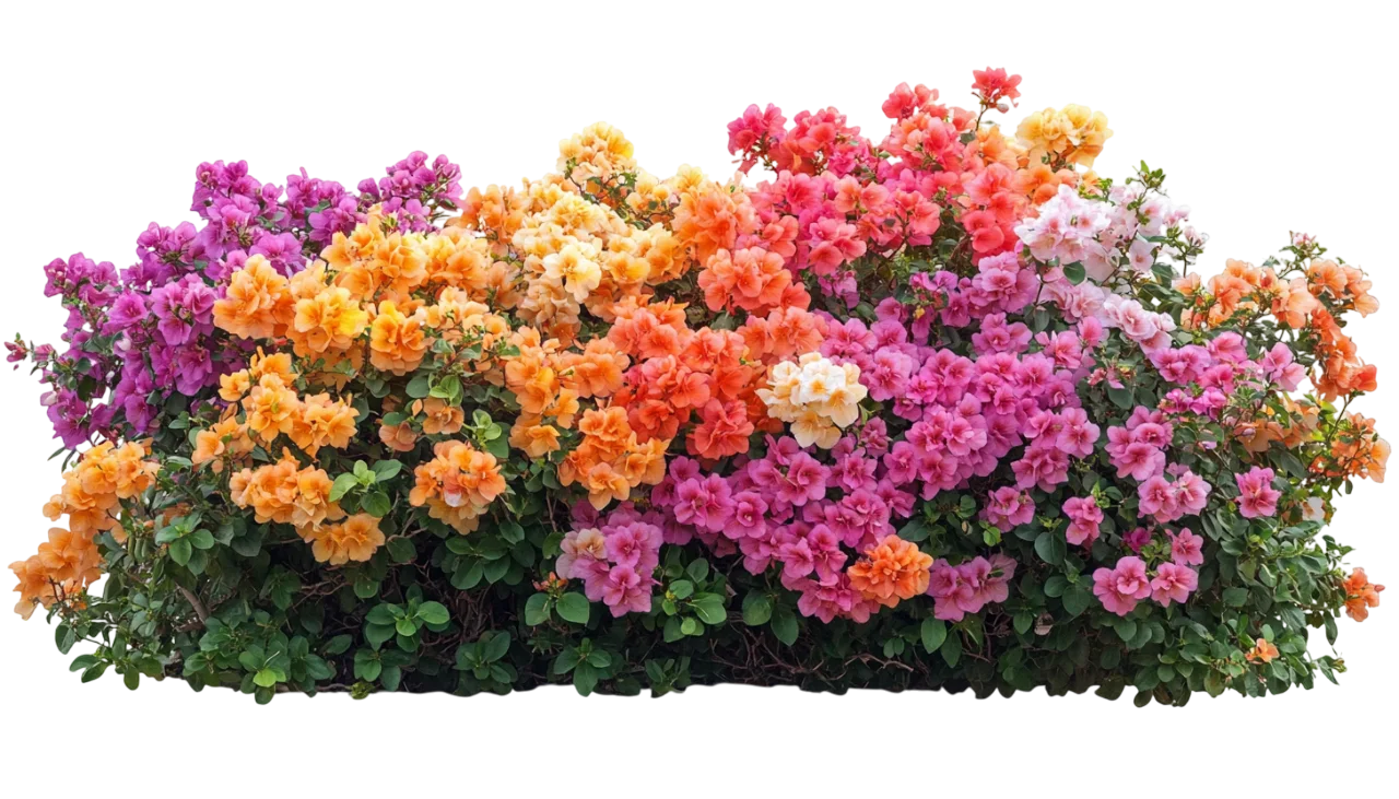 Vibrant Azalea Bush Mixed Garden Flowers Free PNG