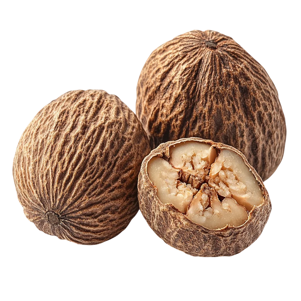 Whole Dried Nutmeg with Cracked Seed Free PNG