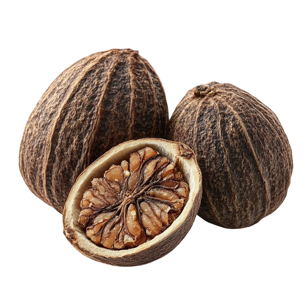 Dried Whole and Split Nutmeg Spices Free PNG