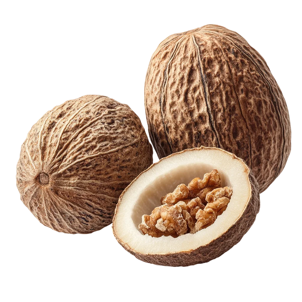 Whole and Halved Dried Nutmeg Seeds Free PNG