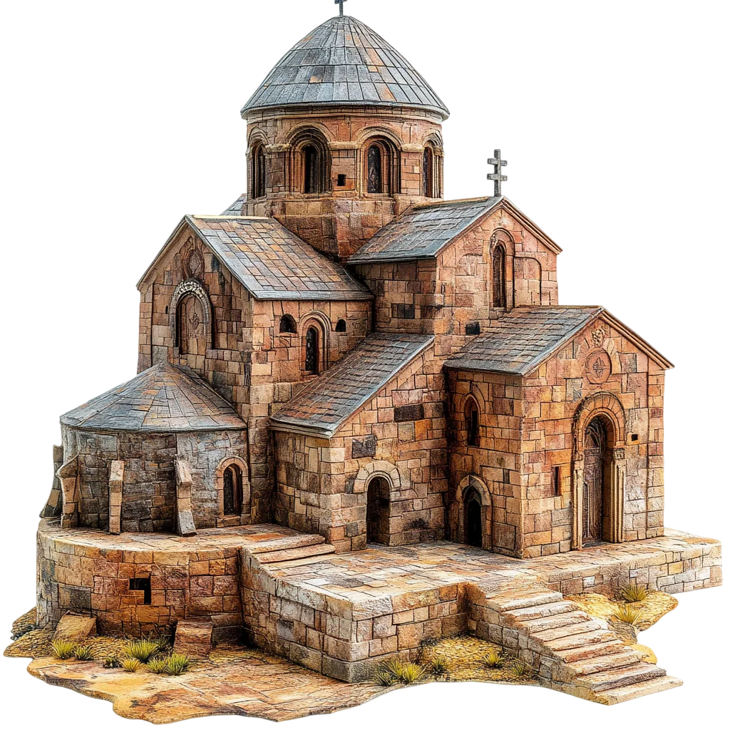 Ancient Caucasian Stone Monastery Free PNG Cutout