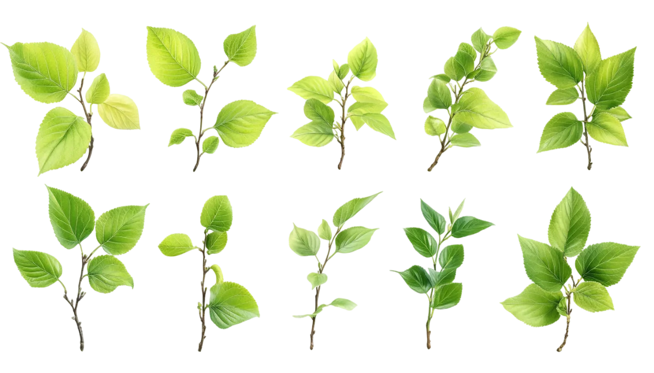 Assorted Green Leaves Twigs and Stems Free PNG