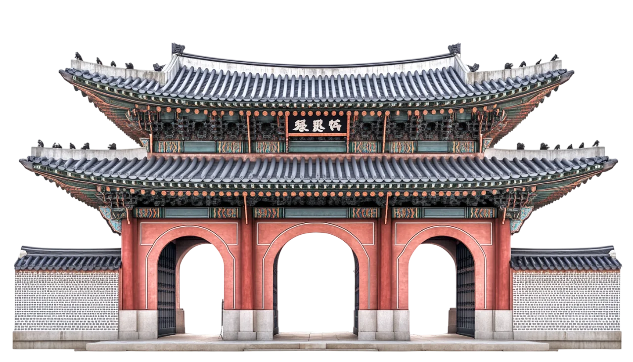 Ornate Korean Archway Temple Palace Gate Free PNG