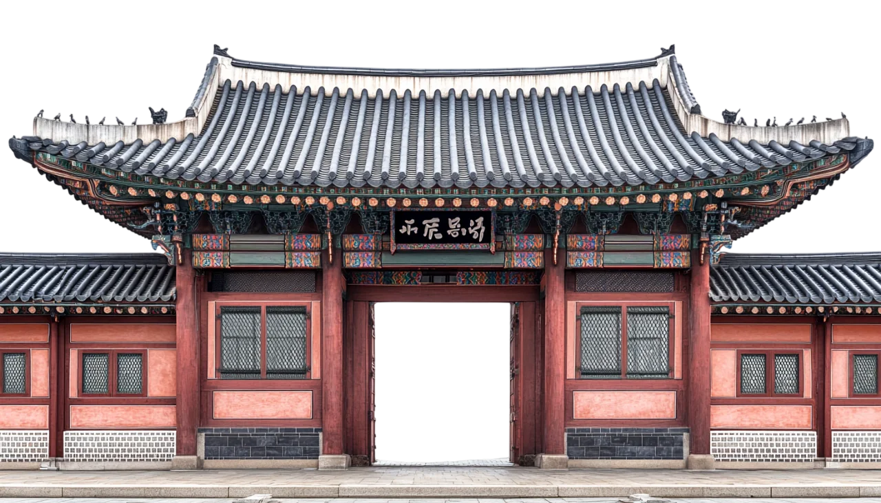 Traditional Korean Palace Entry Gate Free PNG Cutout
