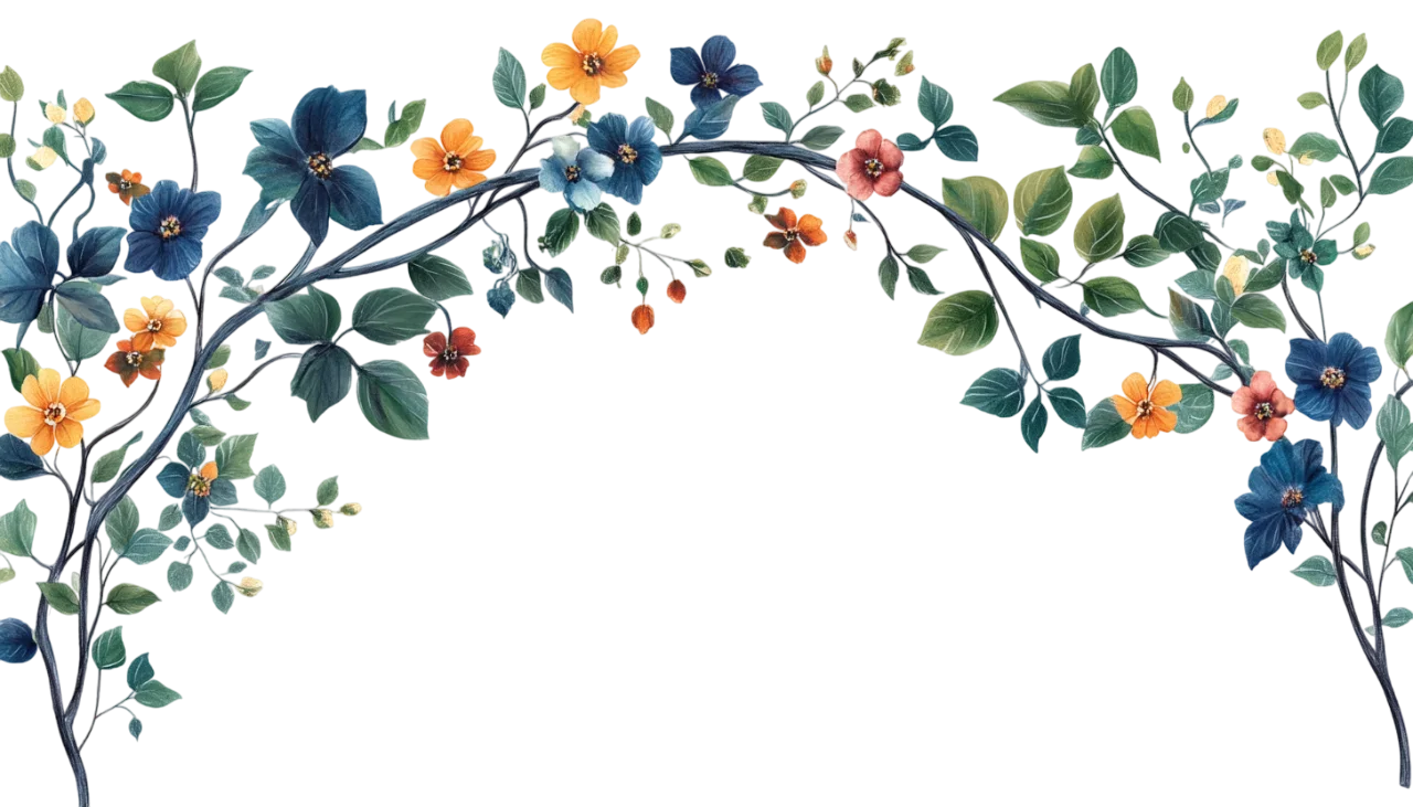 Watercolor Blue and Yellow Wildflower Arch Frame Free PNG