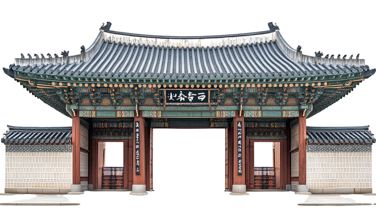 Traditional Korean Hanok Palace Gate Free PNG Cutout