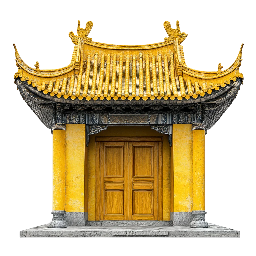 Yellow Imperial Asian Temple Gate Free PNG Cutout