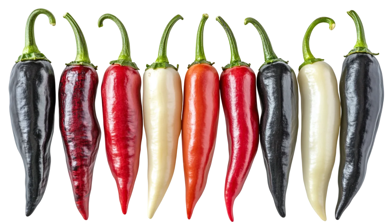 Colorful Chili Peppers Hanging Border Free PNG Cutout