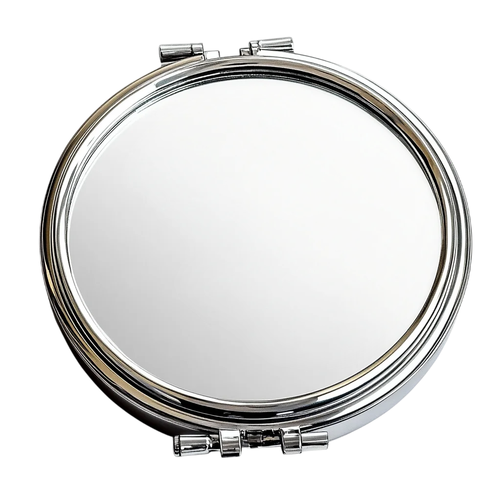 Round Silver Metal Compact Vanity Mirror Free PNG