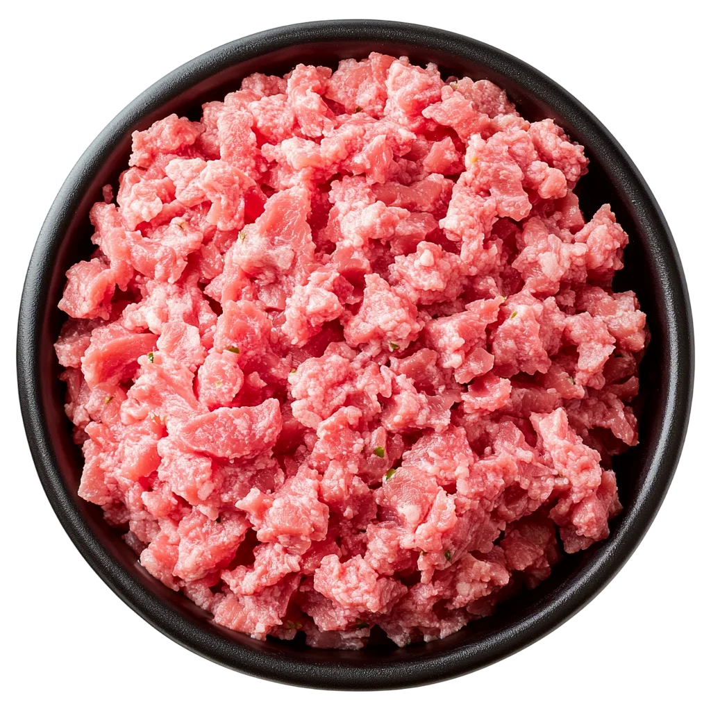 Fresh Raw Ground Pork in Round Bowl Free PNG