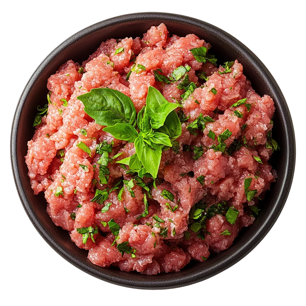 Fresh Raw Minced Meat in Ceramic Bowl Free PNG