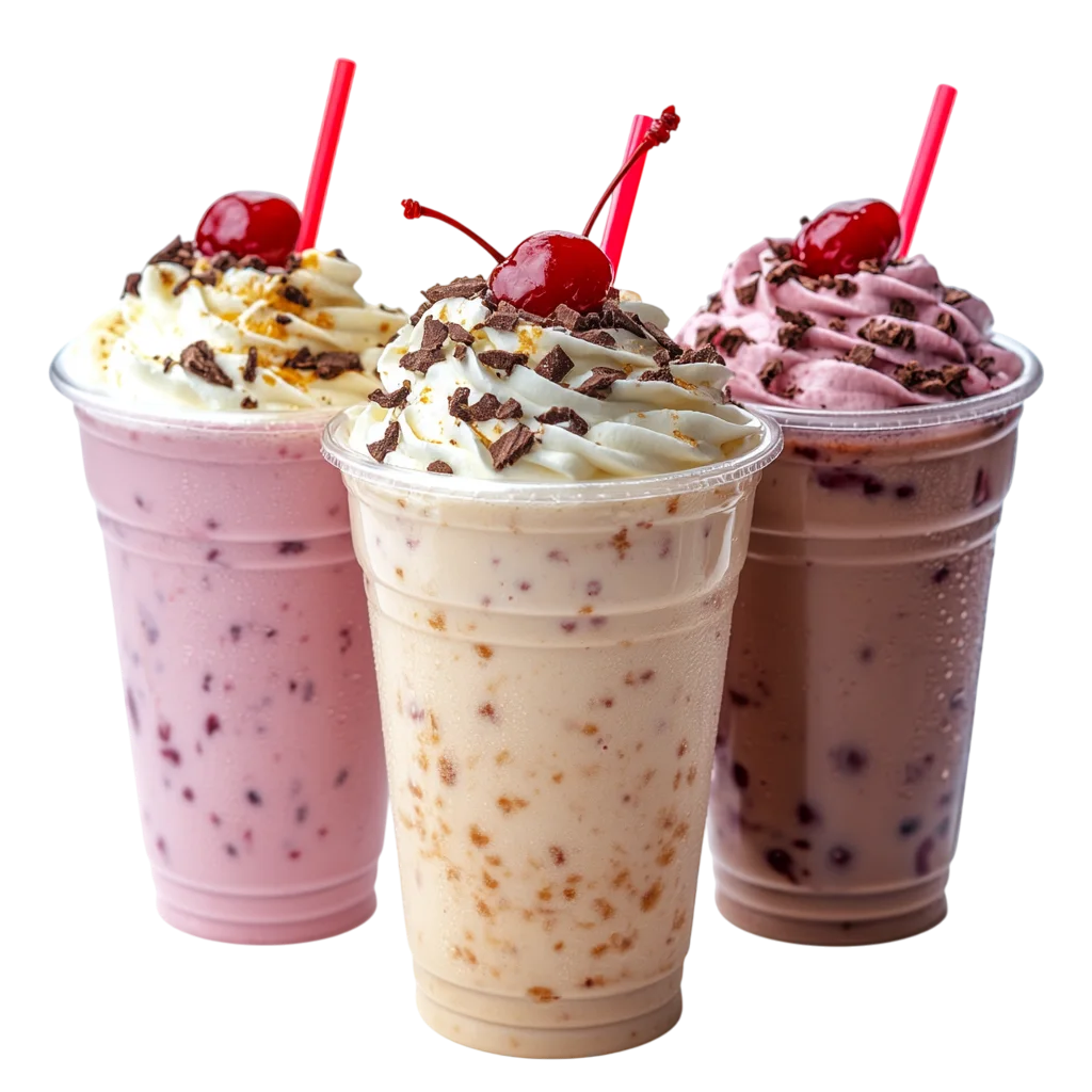 Assorted Milkshakes with Whipped Cream Free PNG