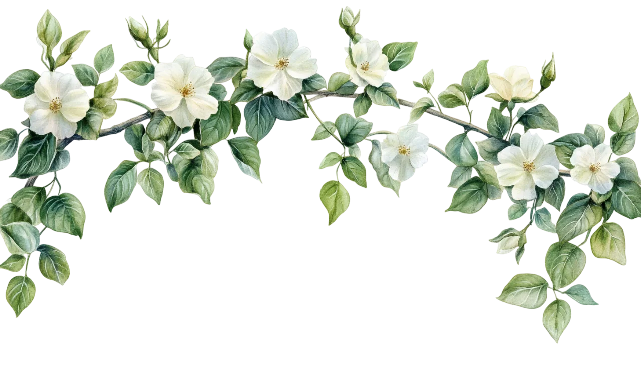 White Jasmine Vine Hanging Floral Garland Free PNG