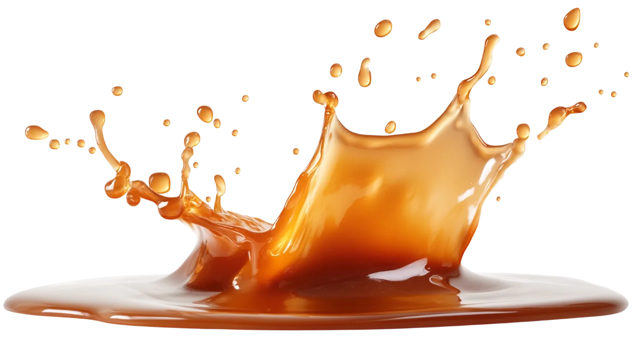 Flowing Caramel Sauce Splash Free PNG Cutout
