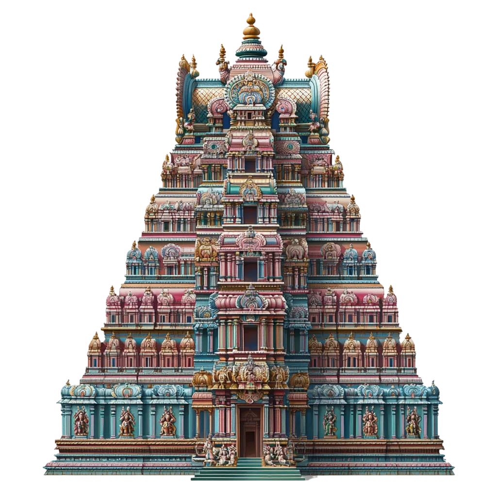 Ancient South Indian Temple Gopuram Free PNG Cutout