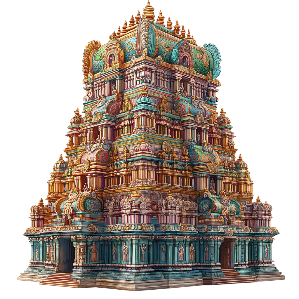 Ornate Hindu Temple Gopuram Gate Free PNG Cutout