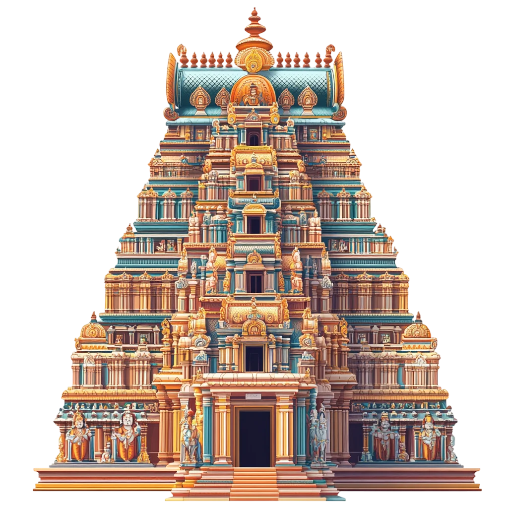 Carved Hindu Temple Gopuram Tower Free PNG Cutout