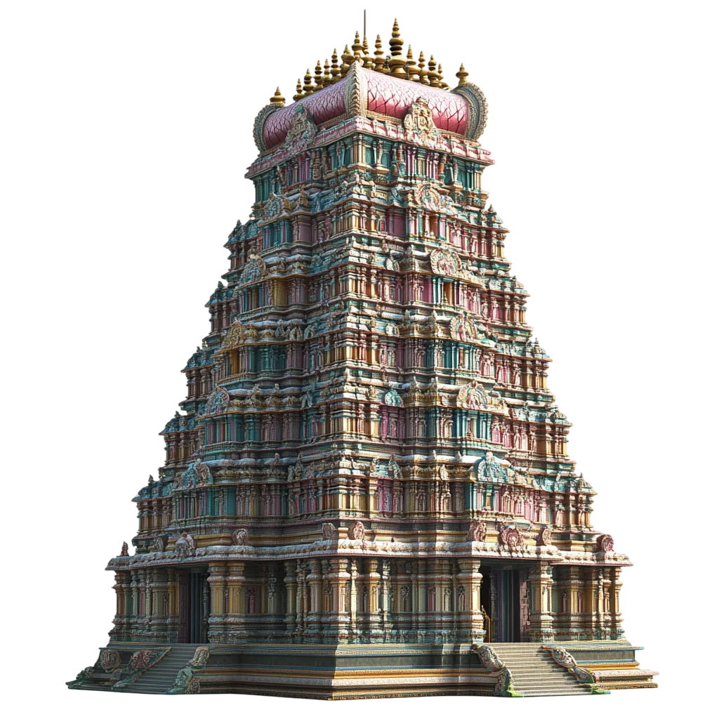 Historic Stone Gopuram Hindu Temple Free PNG Cutout