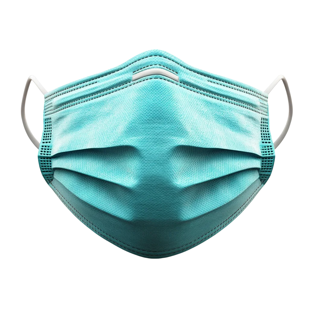 Green Medical Face Mask Front View Free PNG Cutout
