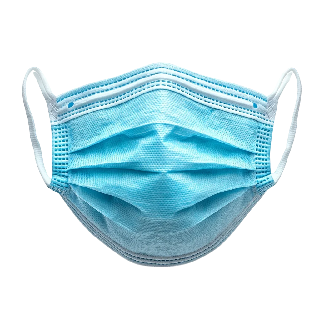 Blue Disposable Surgical Face Mask Free PNG Cutout