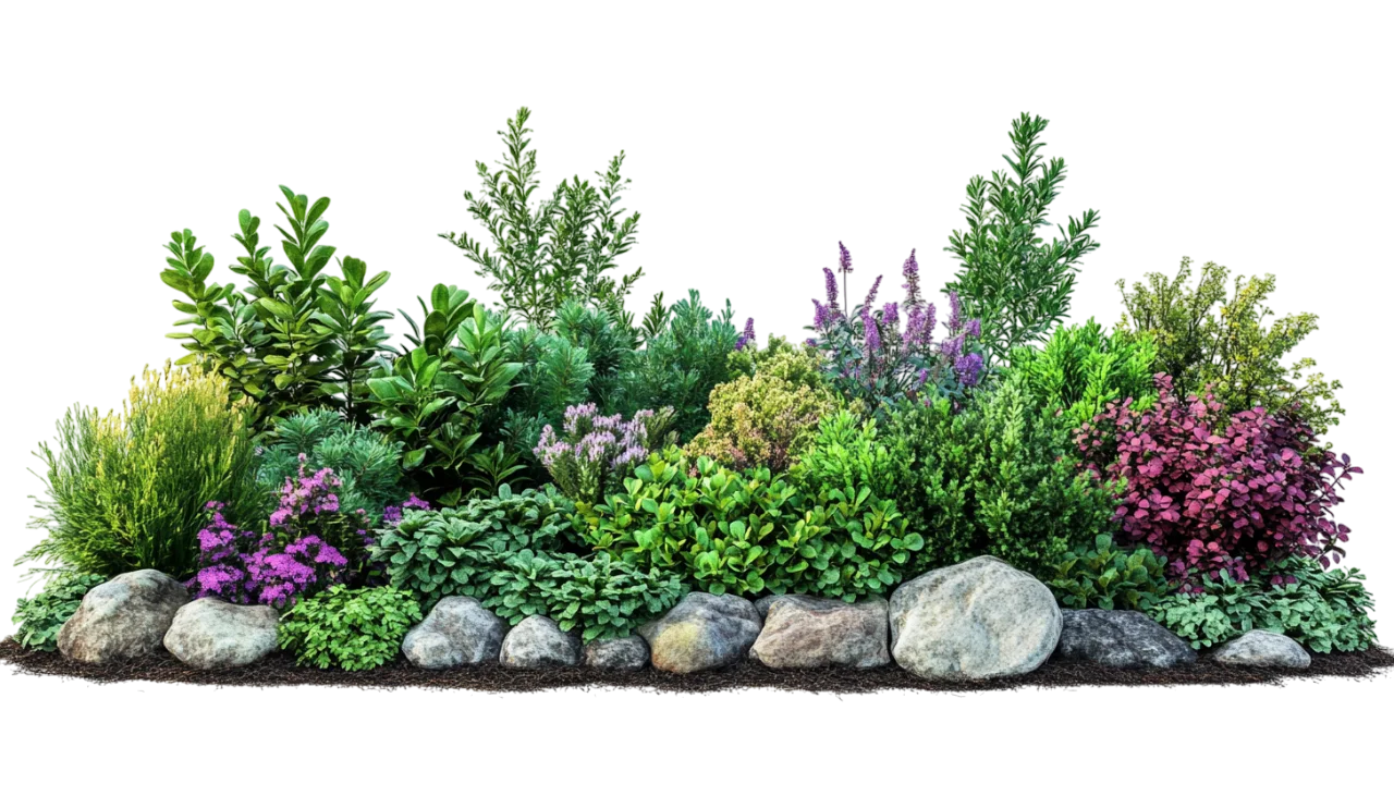 Lush Garden Flower Bush Landscaping Border Free PNG