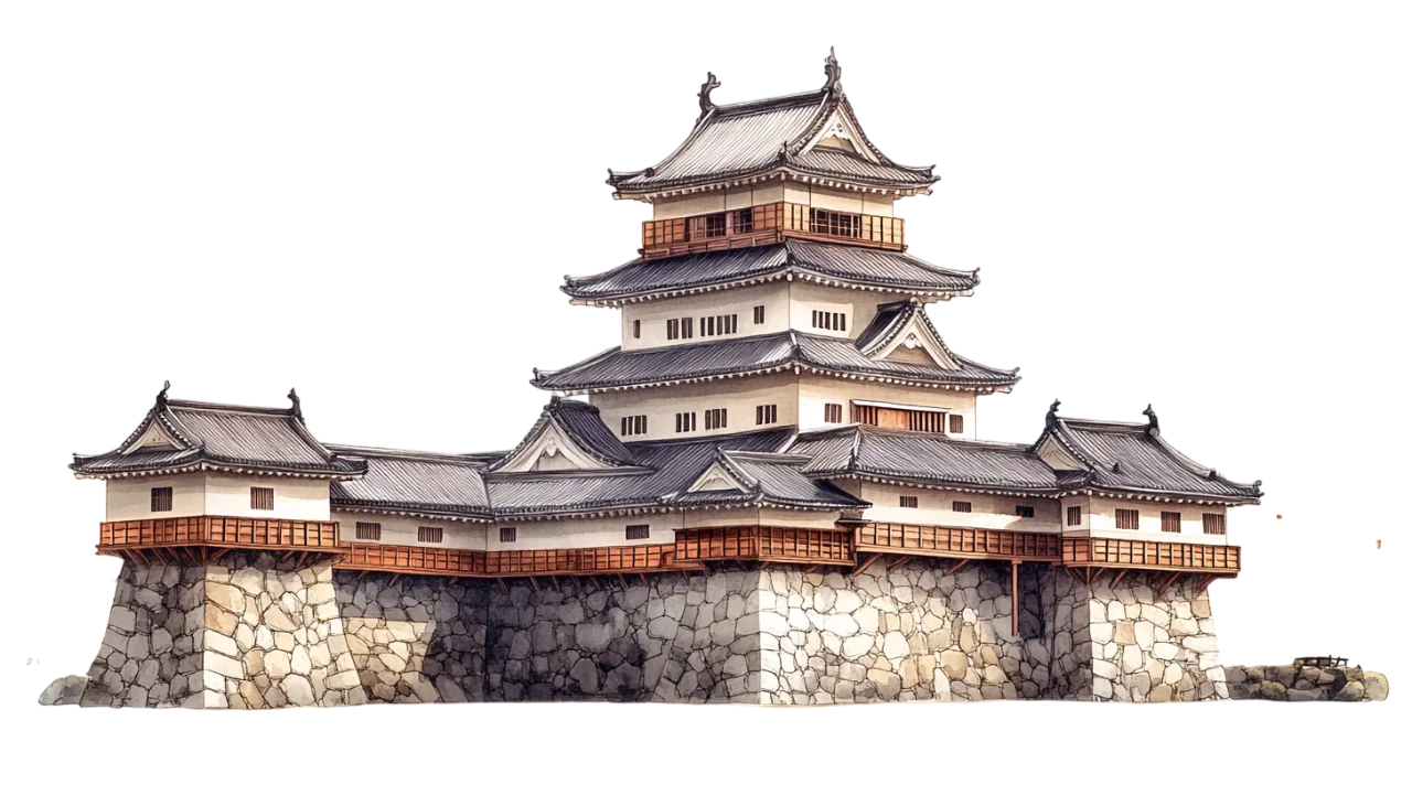 Historic Japanese Stone Fortress Castle Free PNG