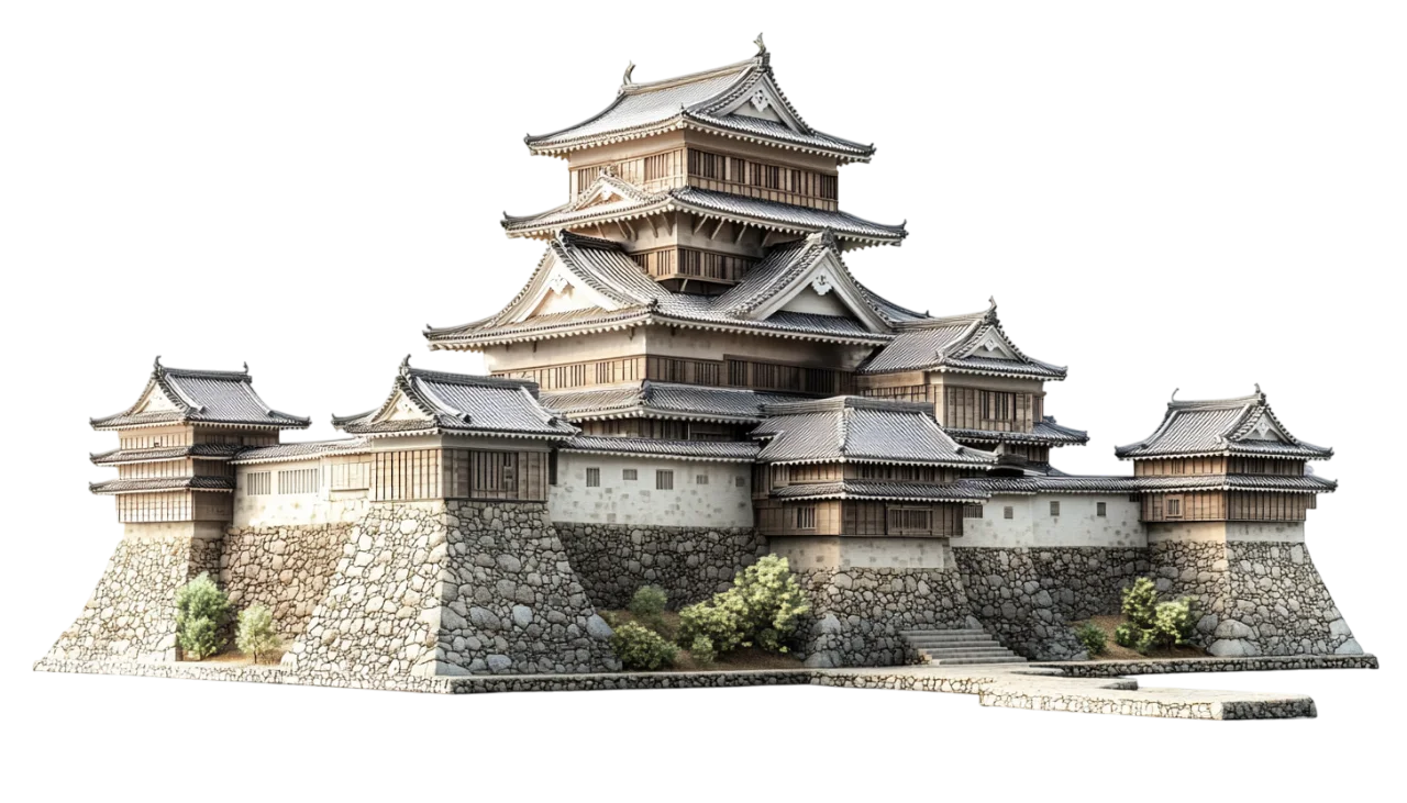 Historic Japanese Stone Castle Fortress Free PNG