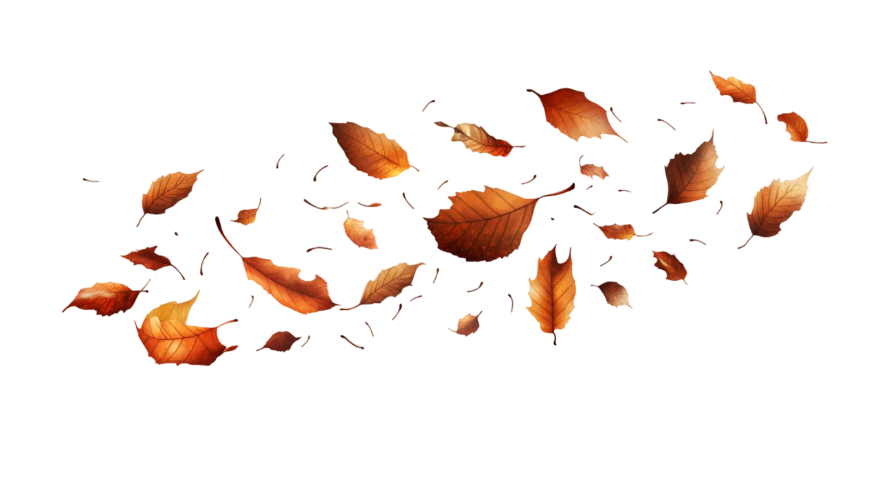Swirling Autumn Leaves Drift Border Free PNG Cutout