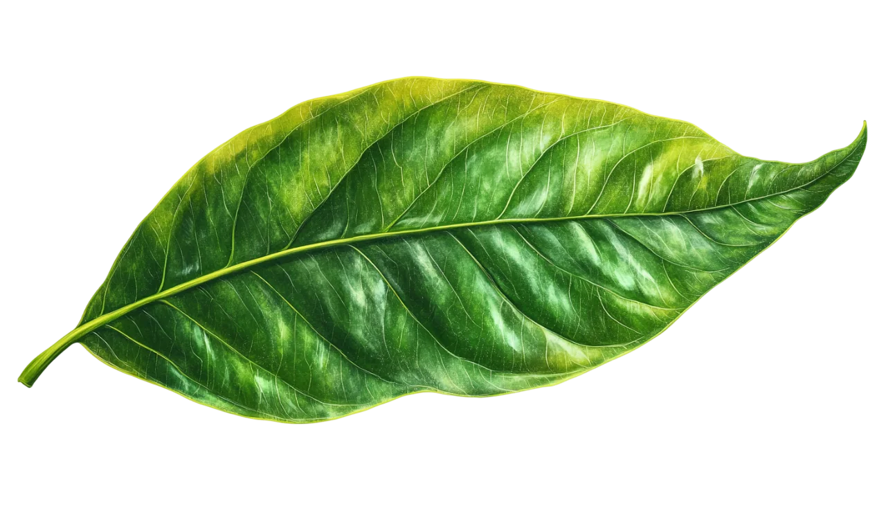 Single Textured Green Tropical Leaf Free PNG Cutout